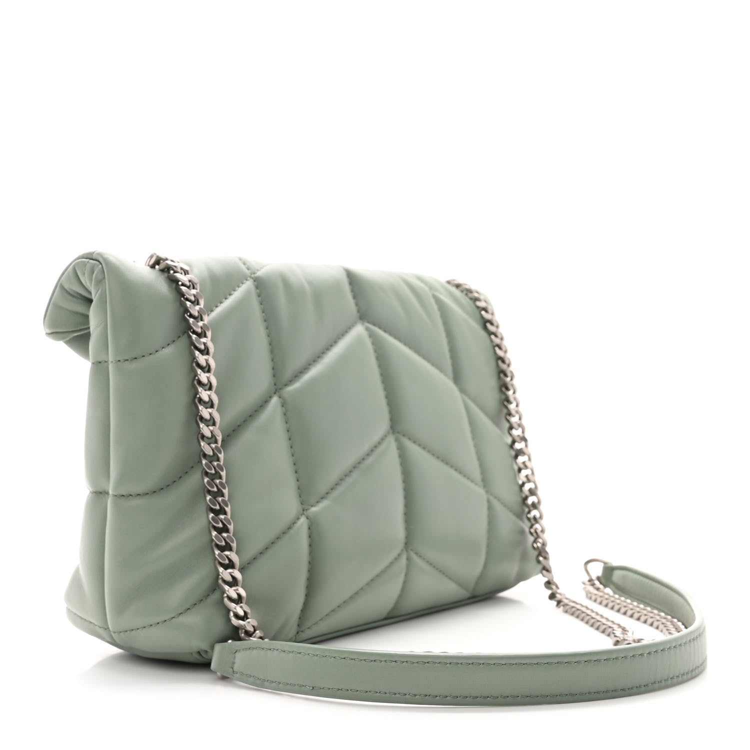 Saint Laurent Lambskin Quilted Toy Loulou Puffer Monogram Chain Satchel Mint 3 of 12