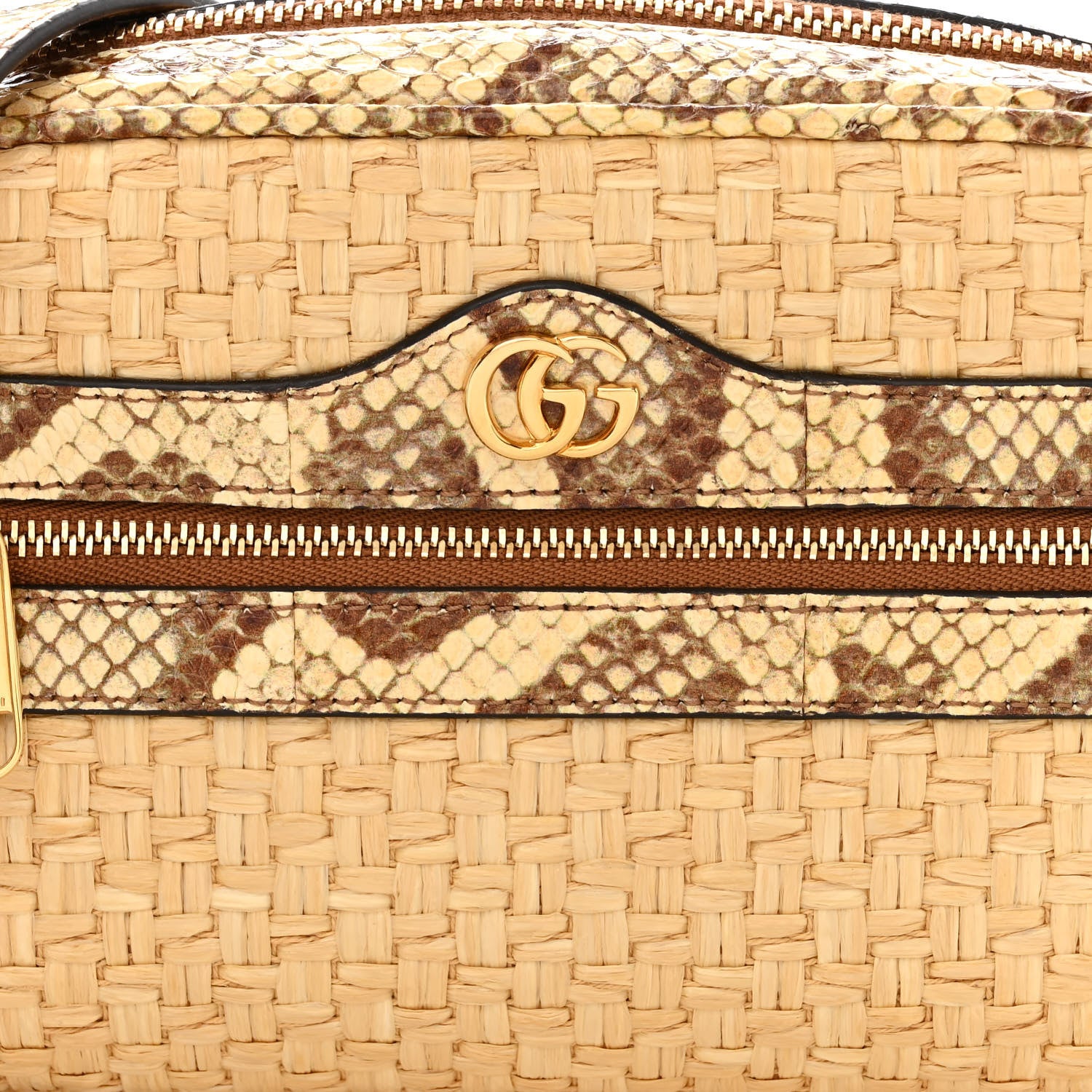 Gucci Raffia Elaphe Mini Ophidia Shoulder Bag Natural Cream Brown 8 of 10