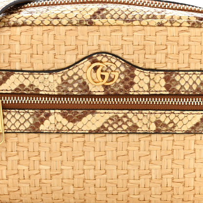 Gucci Raffia Elaphe Mini Ophidia Shoulder Bag Natural Cream Brown 8 of 10
