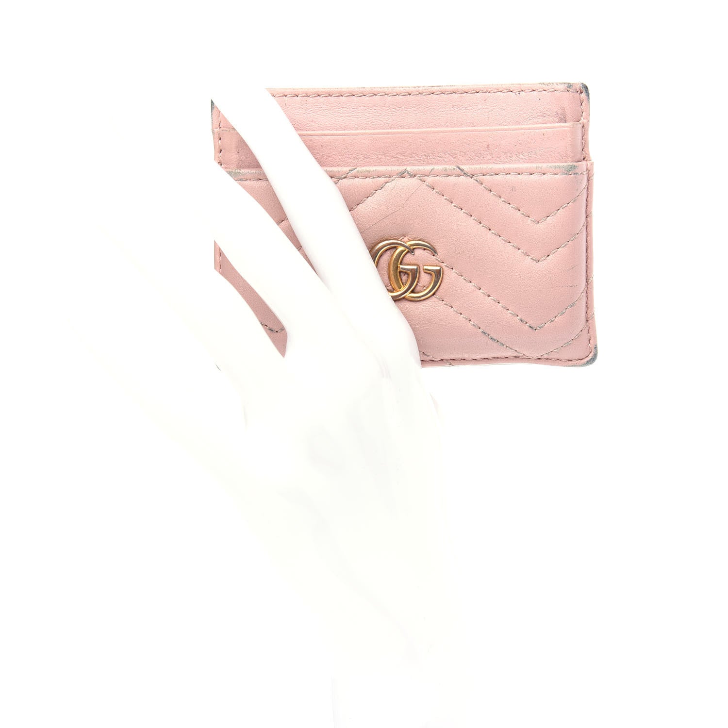 Gucci Calfskin Matelasse GG Marmont Card Holder Perfect Pink 2 of 5
