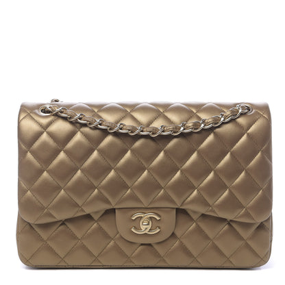 Chanel Metallic Lambskin Quilted Jumbo Double Flap Gold 1 of 11