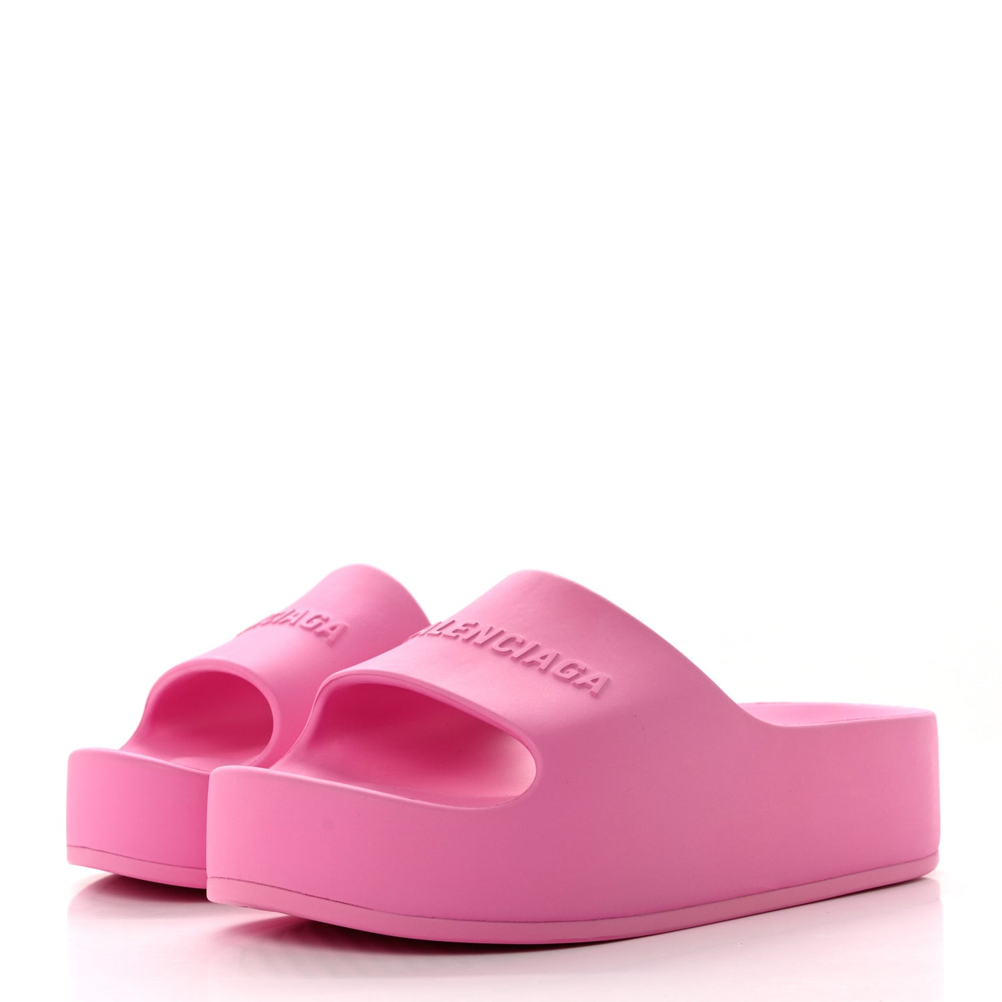 Rubber Chunky Platform Slide Sandals 36 Pink