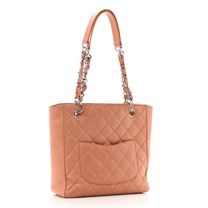 Chanel Caviar Quilted Petit Shopping Tote PST Light Red 3 of 18