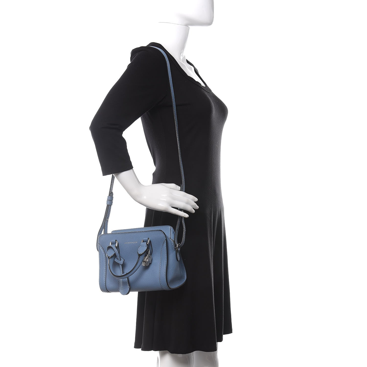 Alexander McQueen Pebbled Calfskin Mini Padlock Tote Light Blue 2 of 10