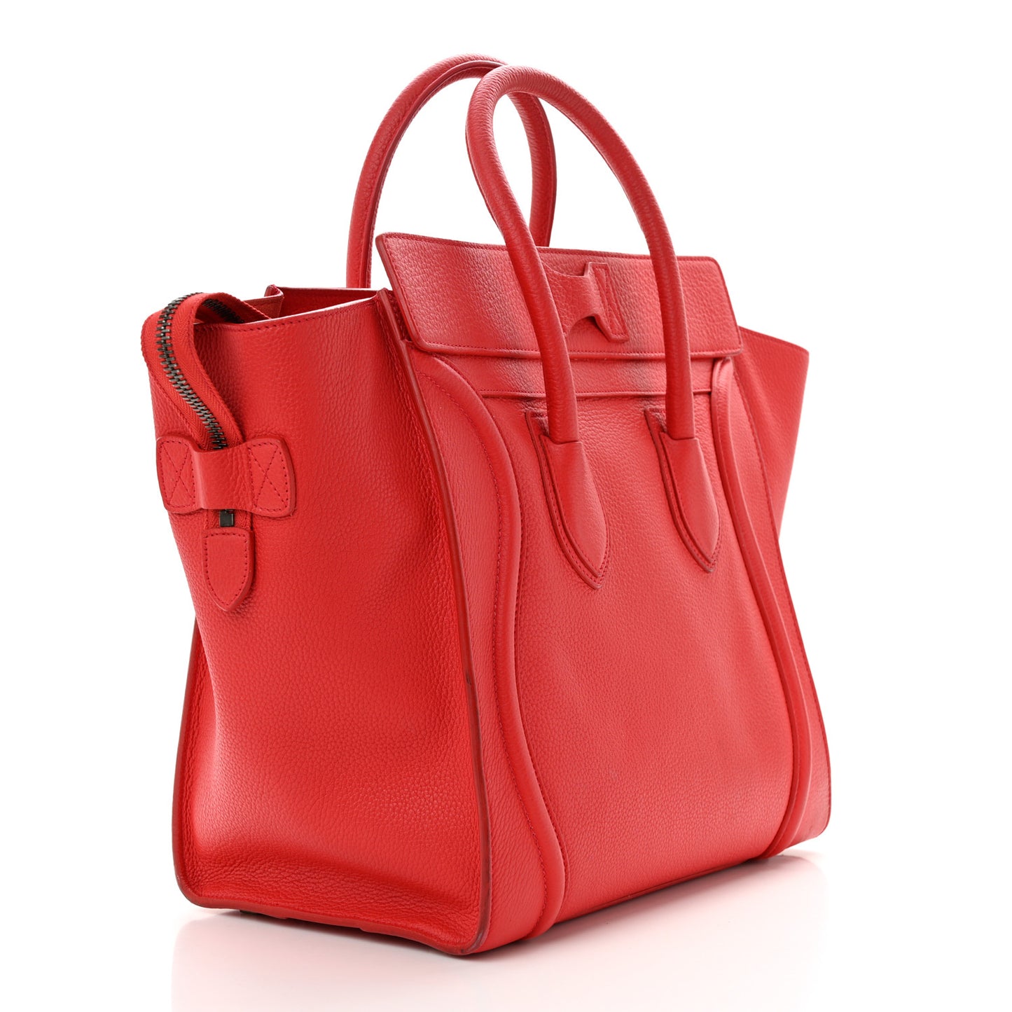 Drummed Calfskin Mini Luggage Coquelicot