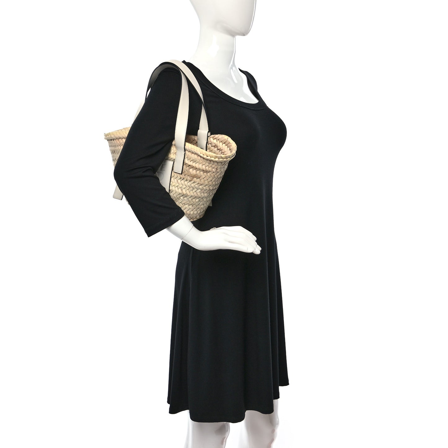 Raffia Small Basket Tote Bag Natural White