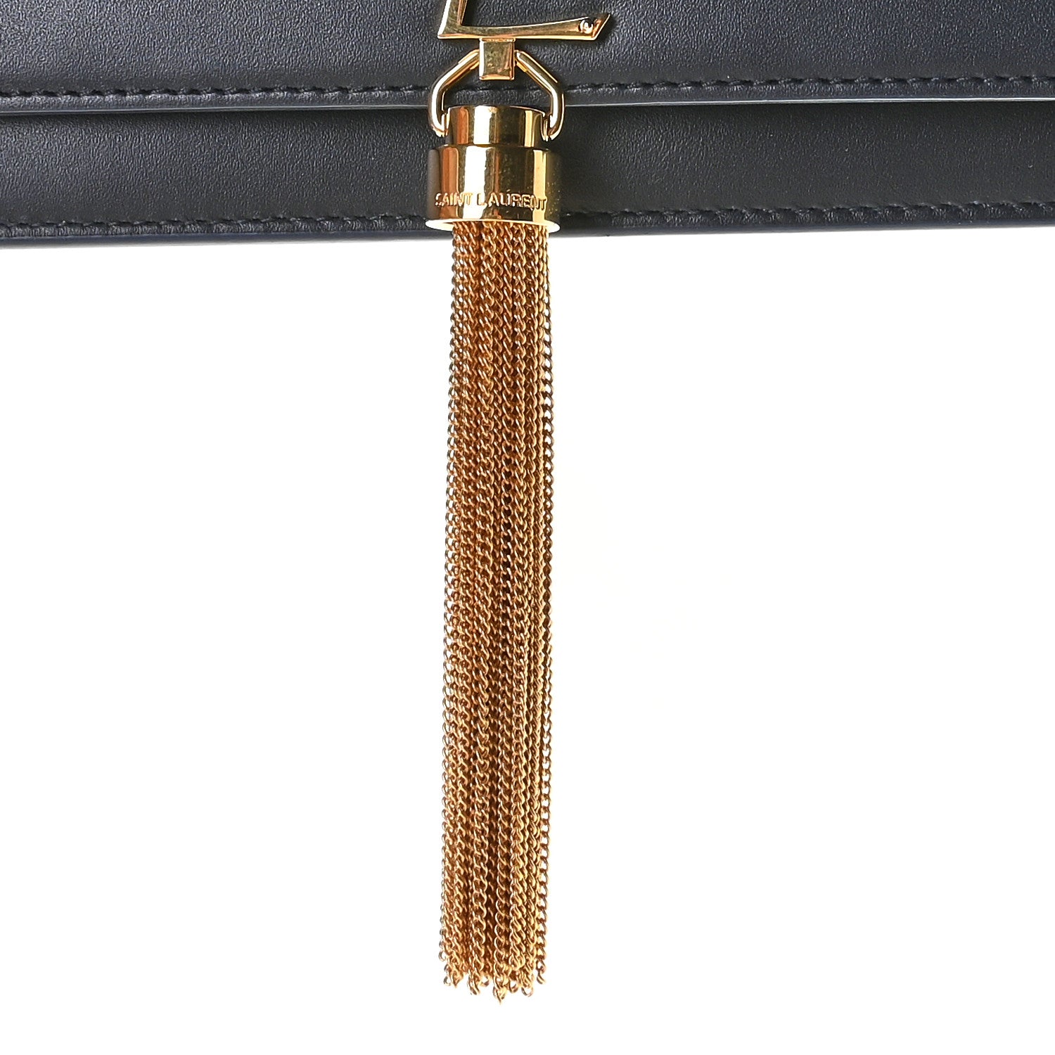 Saint Laurent Smooth Calfskin Classic Monogram Kate Tassel Chain Wallet Black 8 of 11