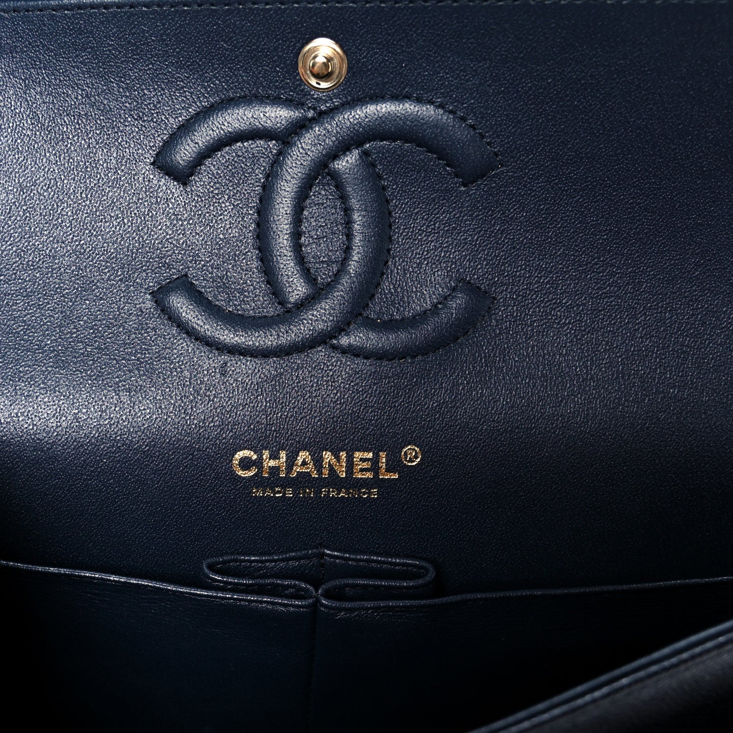 Caviar Quilted Medium Double Flap Navy