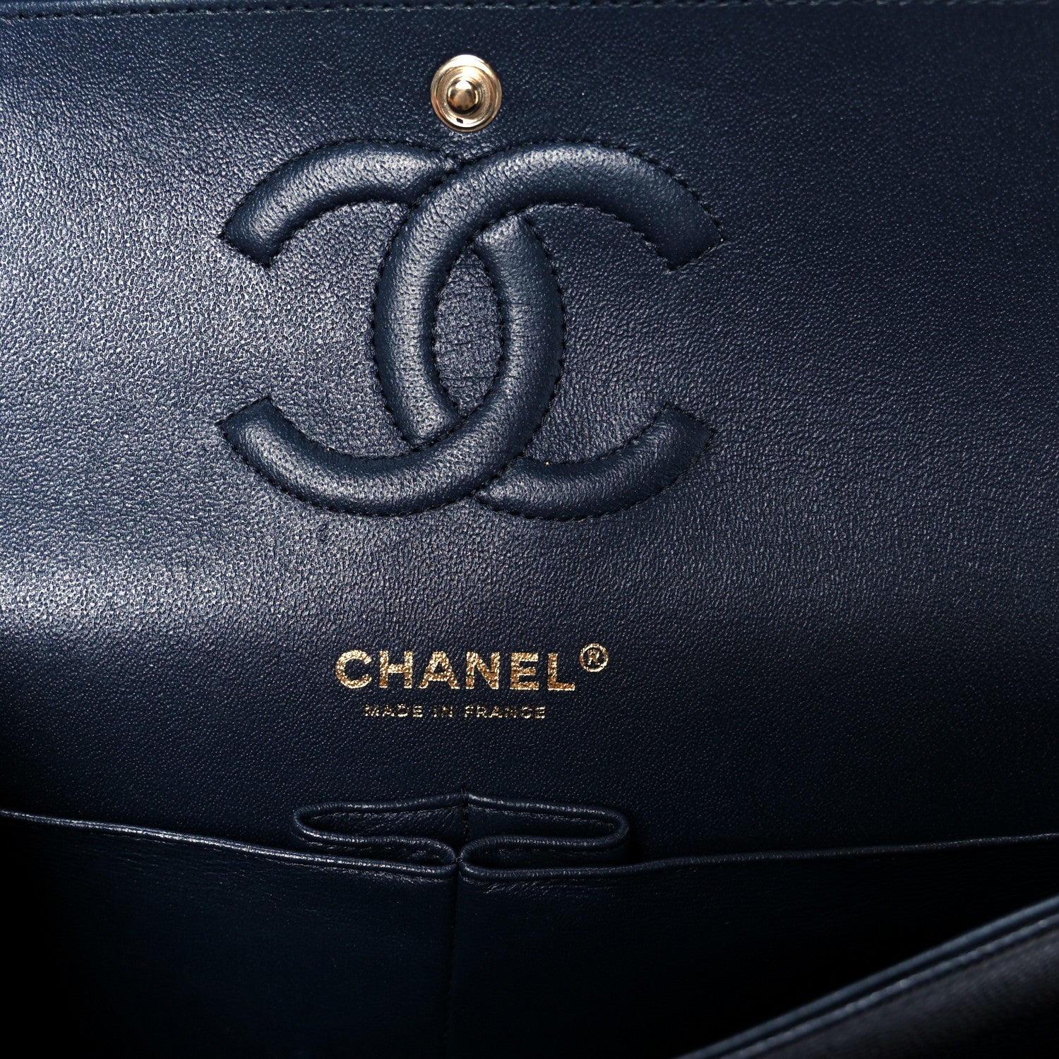 Chanel Caviar Quilted Medium Double Flap Navy 10 of 21
