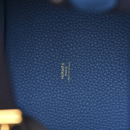 Hermes Taurillon Clemence Casaque Picotin Lock 18 PM Blue Nuit Black Bleu Frida 6 of 12