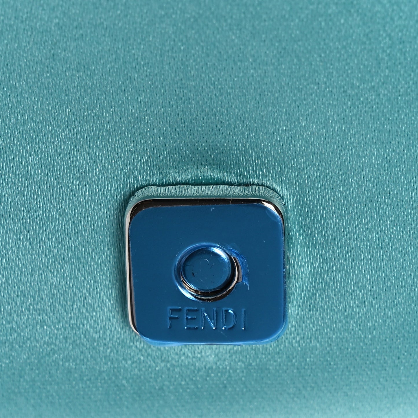X TIFFANY Satin Silk Sterling Silver Nano Maxi Buckle Baguette Tiffany Blue