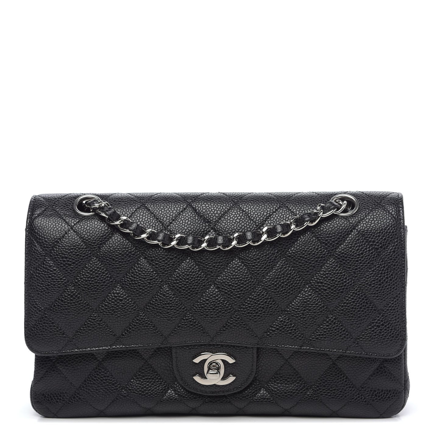 Caviar Quilted Medium Double Flap Black