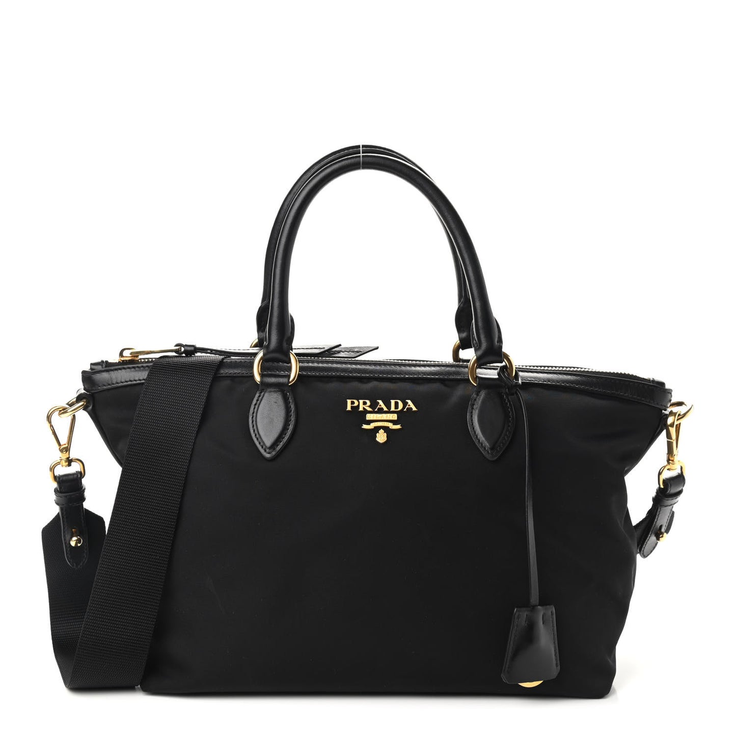 Tessuto Nylon Soft Calf Shopping Tote Black
