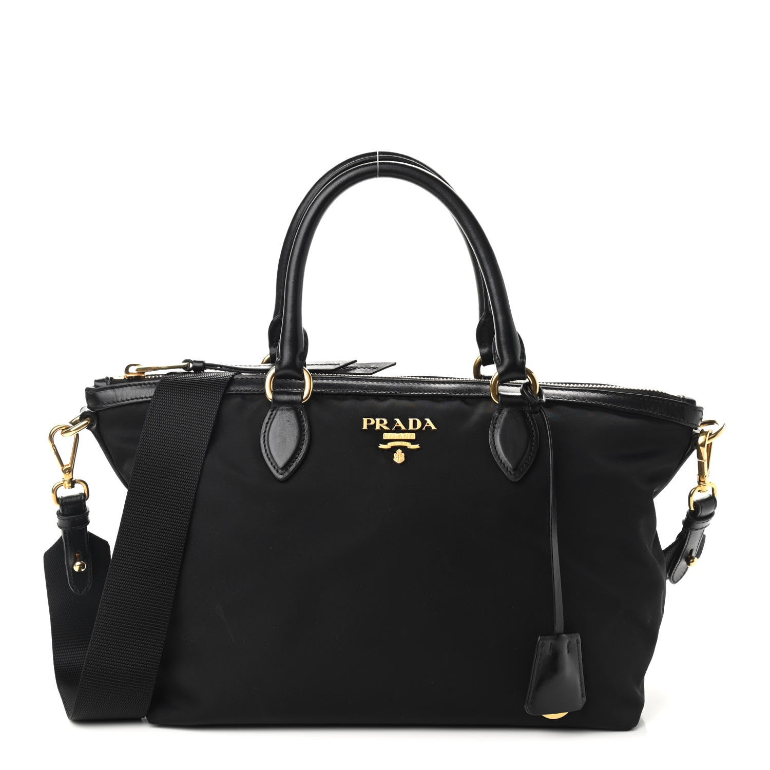 Prada Tessuto Nylon Soft Calf Shopping Tote Black 1 of 10