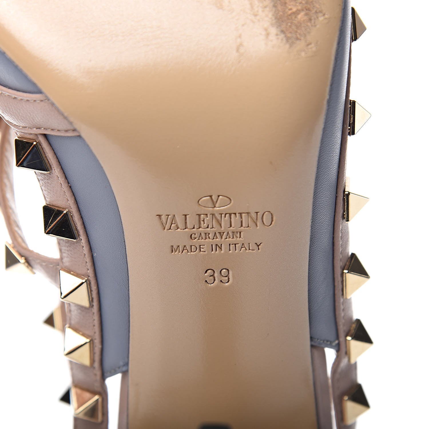 Valentino Garavani Nappa Rockstud Ankle Strap Pumps 39 Pastel Grey Poudre 9 of 10