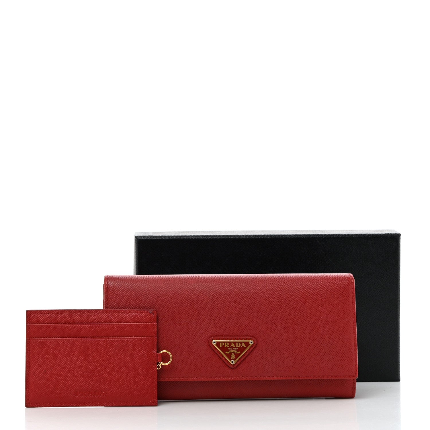Prada Saffiano Metal Continental Flap Wallet Fuoco 11 of 11