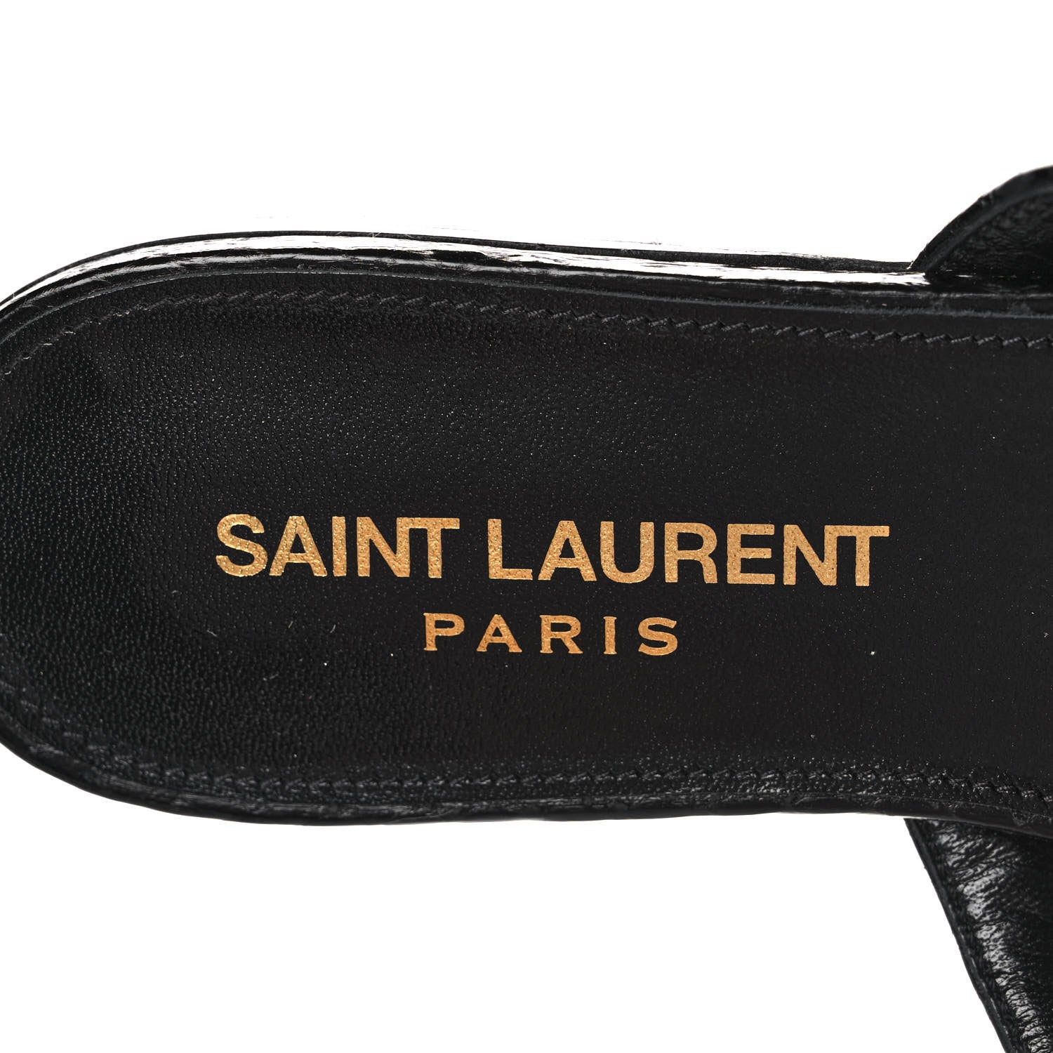 Saint Laurent Ayers Snakeskin Embellished Kate Flat Sandals 36 Black 7 of 10