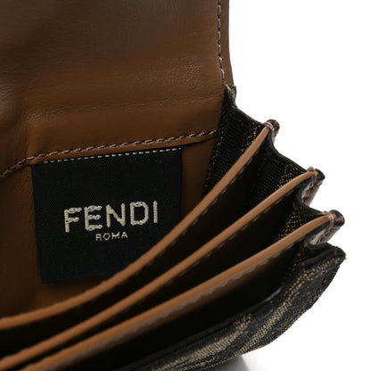Fendi Fabric Jacquard FF 1974 Flap Card Holder Tobacco Moro 6 of 8