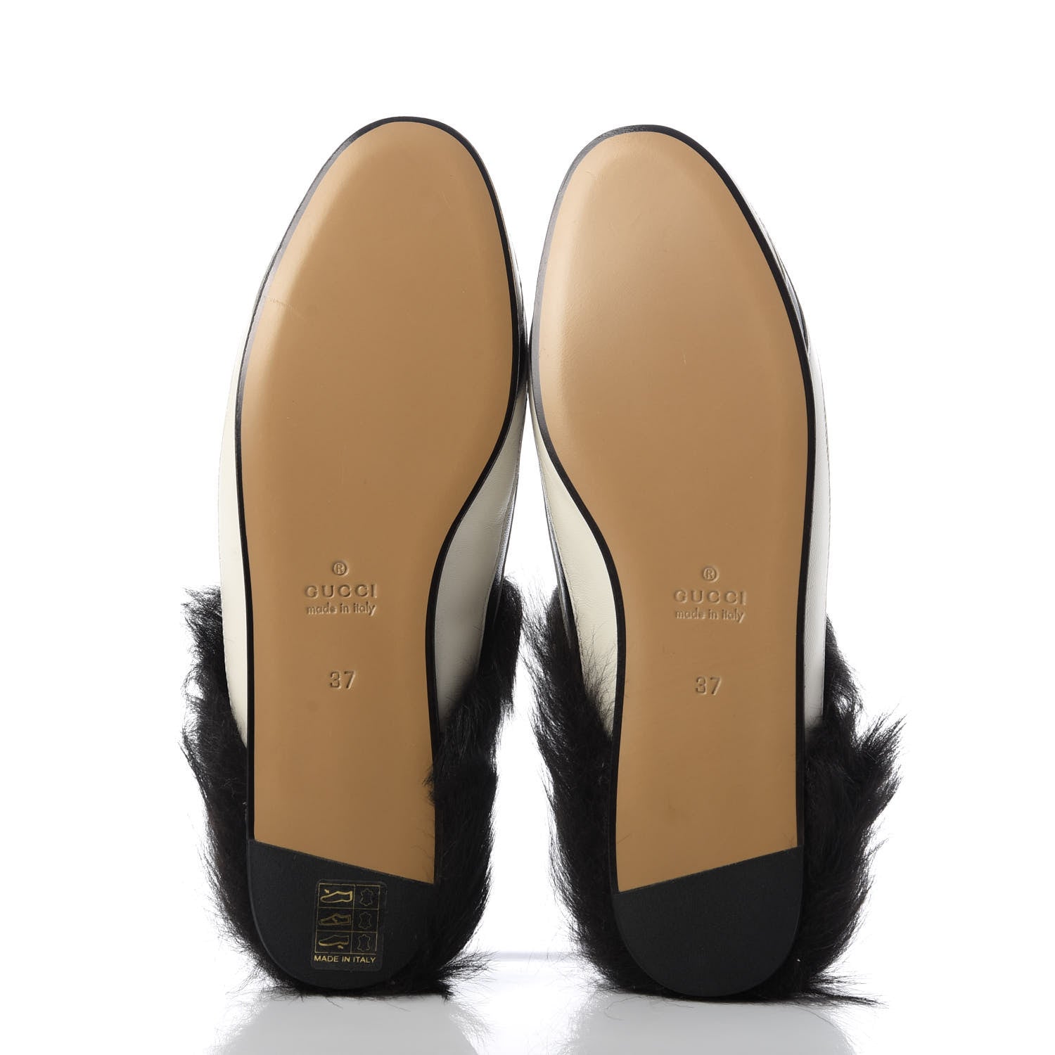 Gucci Malaga Kid Fur Zebra Inlay Womens Princetown Slippers 37 Mystic White Black 5 of 9
