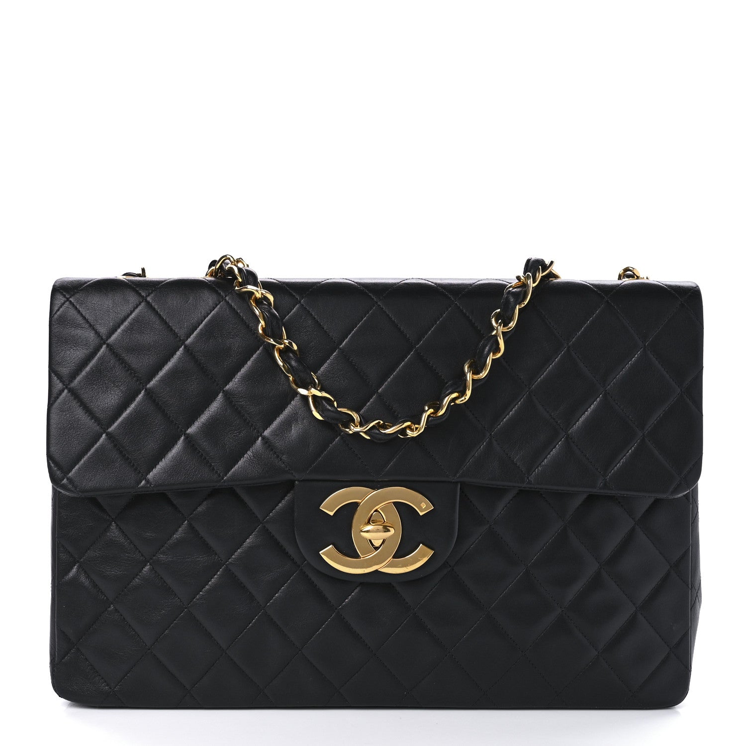 Chanel Lambskin Quilted XL Jumbo Single Flap Black 1 of 10