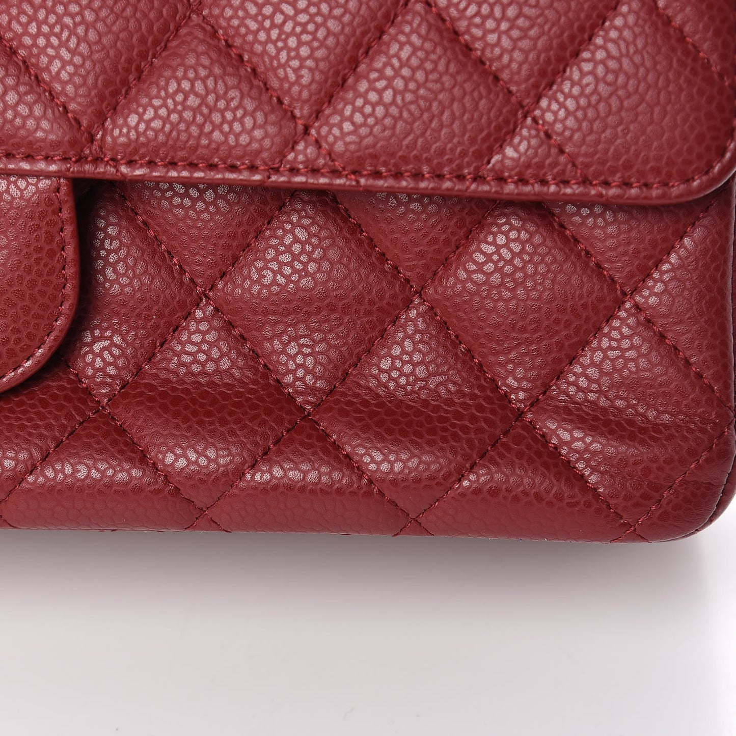 Caviar Quilted Medium Double Flap Red