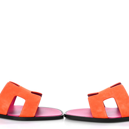 Hermes Suede Goatskin Oran Sandals 39 Orange Synthetique 12 of 13
