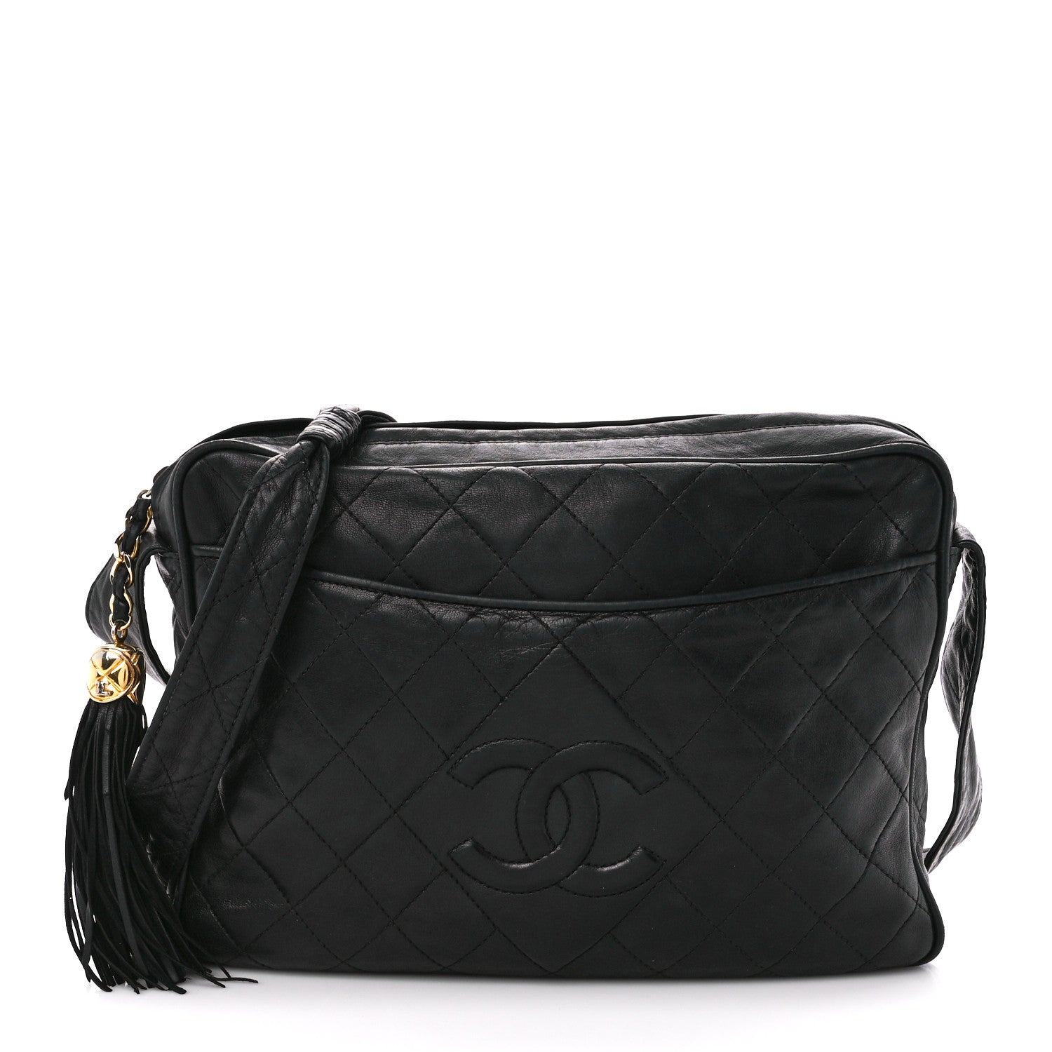 Chanel Lambskin Quilted Tassel Camera Case Black 1 of 12