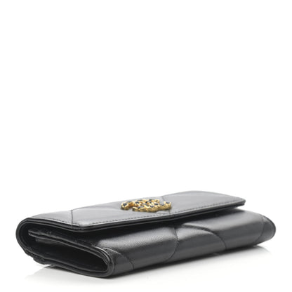 Chanel Shiny Goatskin Quilted Chanel 19 Flap Wallet Black 4 of 10
