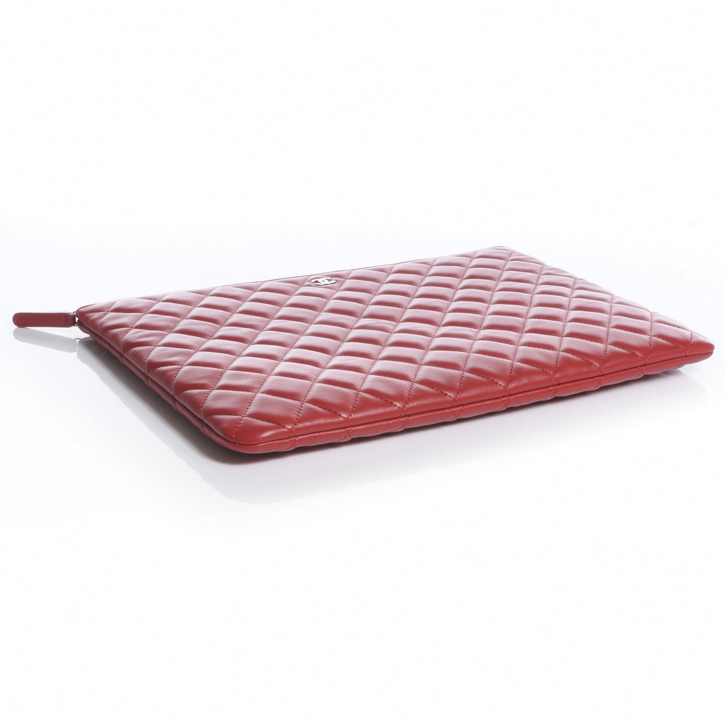 Lambskin Quilted Large Cosmetic Case Rouge