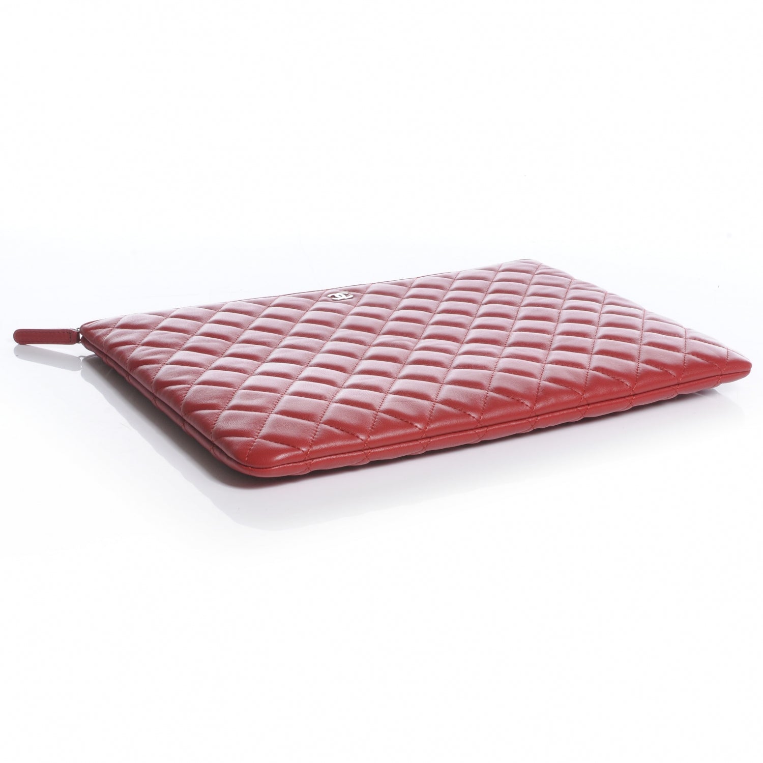 Chanel Lambskin Quilted Large Cosmetic Case Rouge 4 of 9