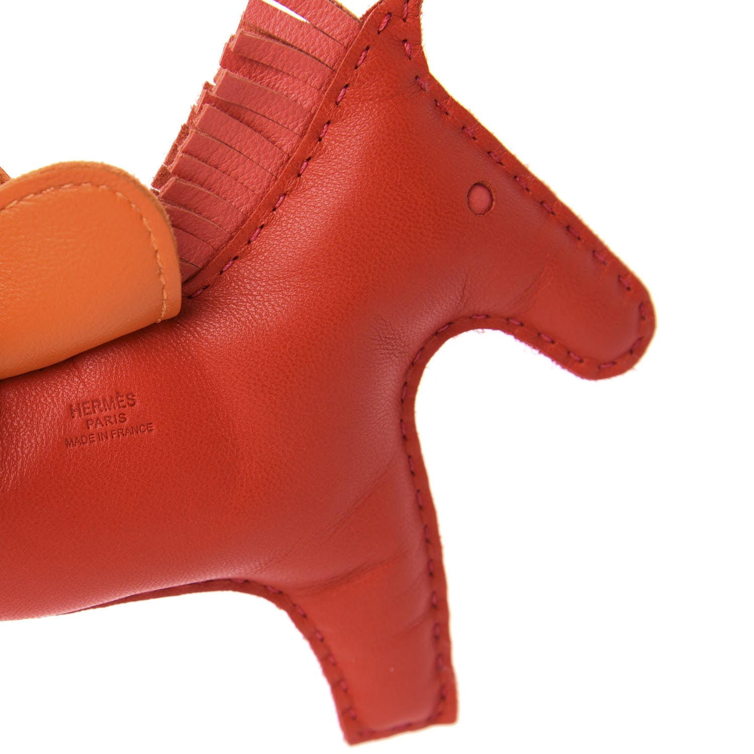 Hermes Milo Lambskin Grigri Rodeo Horse Bag Charm MM Rouge Rose Indien Jaipur Feu 4 of 5