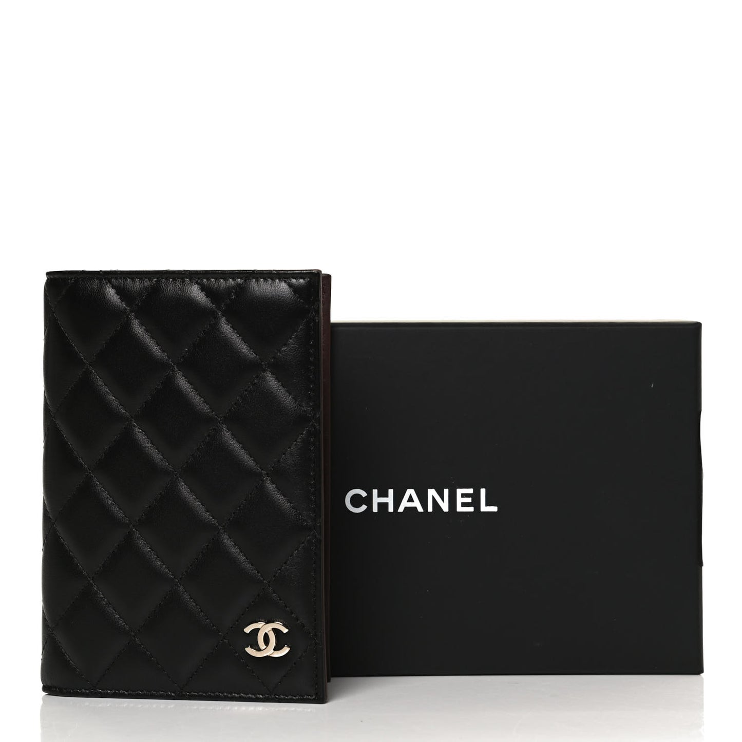 Lambskin Quilted Passport Holder Black