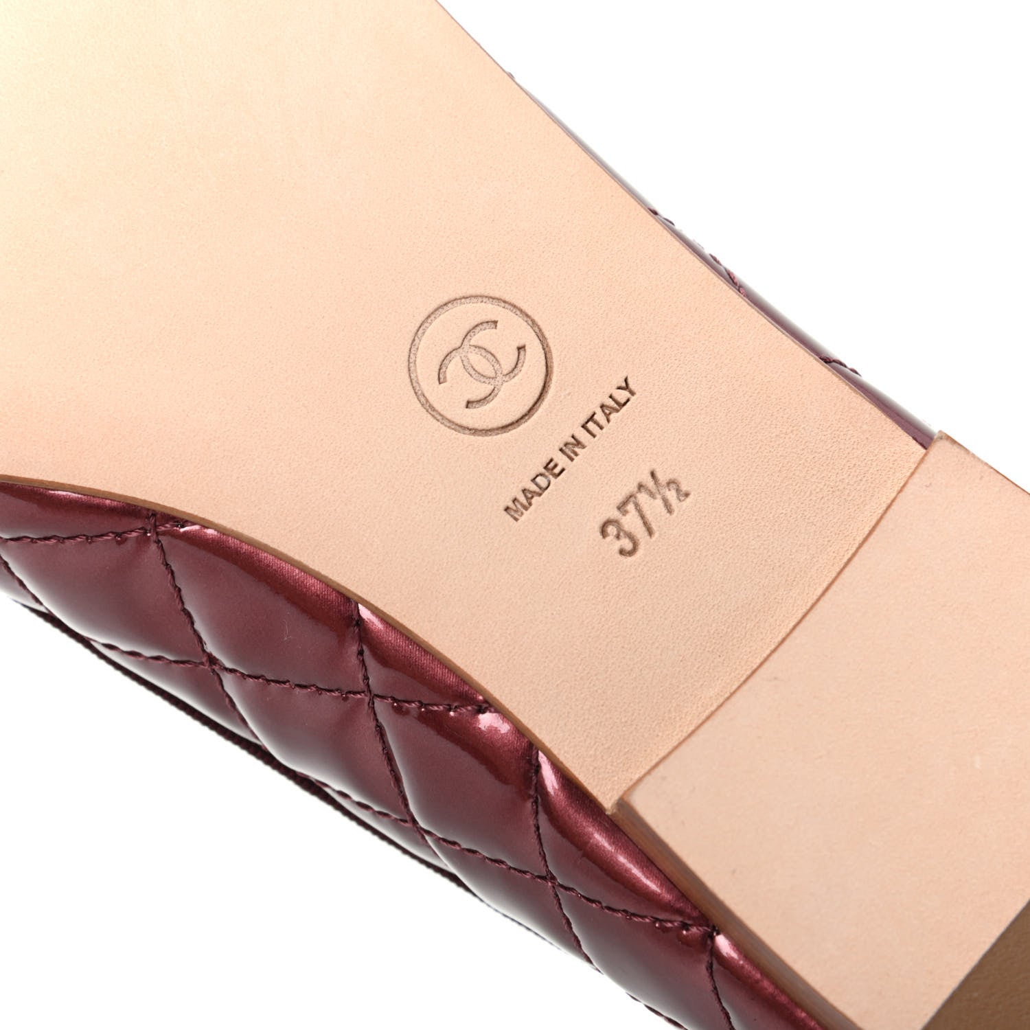 Chanel Patent Quilted Cap Toe CC Ballerina Flats 37.5 Rose Fonce 9 of 11