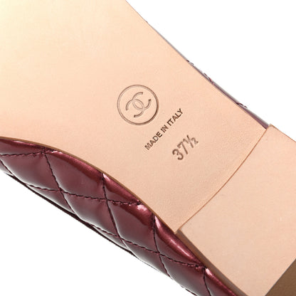Chanel Patent Quilted Cap Toe CC Ballerina Flats 37.5 Rose Fonce 9 of 11
