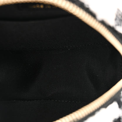 Chanel Tweed Quilted Round Clutch With Chain Black Ecru White 5 of 10