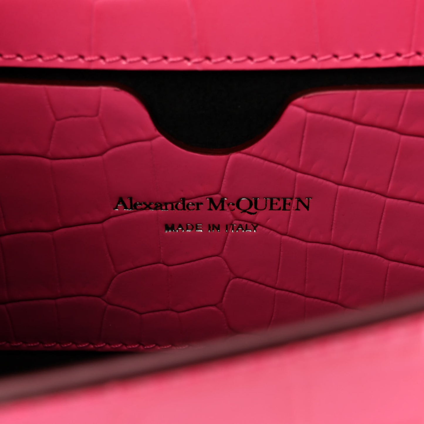 Shiny Crocodile Embossed Jeweled Satchel Peony Pink