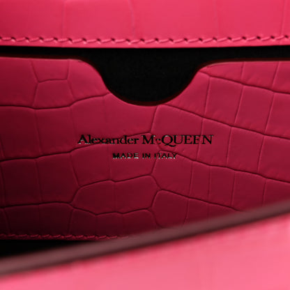 Alexander McQueen Shiny Crocodile Embossed Jeweled Satchel Peony Pink 6 of 10