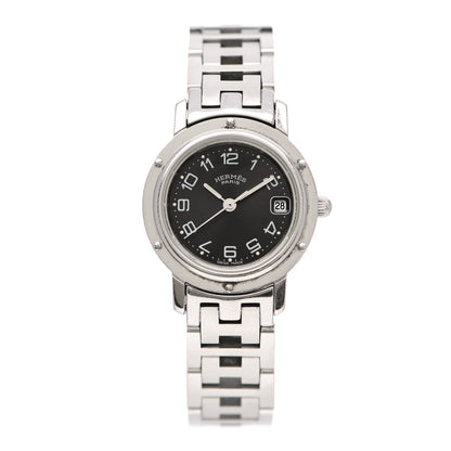 Hermes Stainless Steel 24mm Clipper Quartz Watch Black 1 of 9