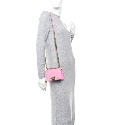 Chanel Calfskin Chevron Quilted Mini Boy Flap Pink 2 of 10