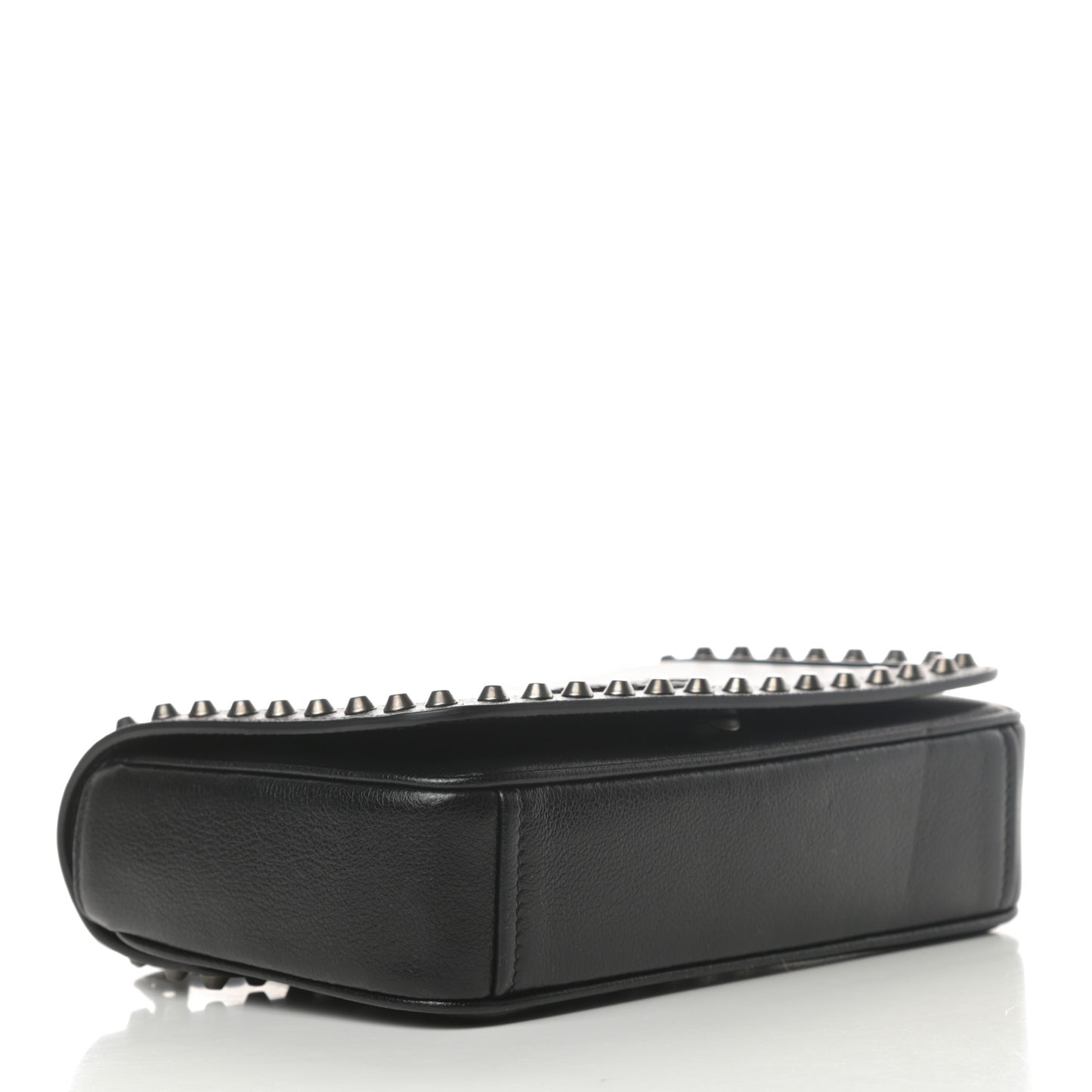 Glace Calfskin Studded Crossbody Black