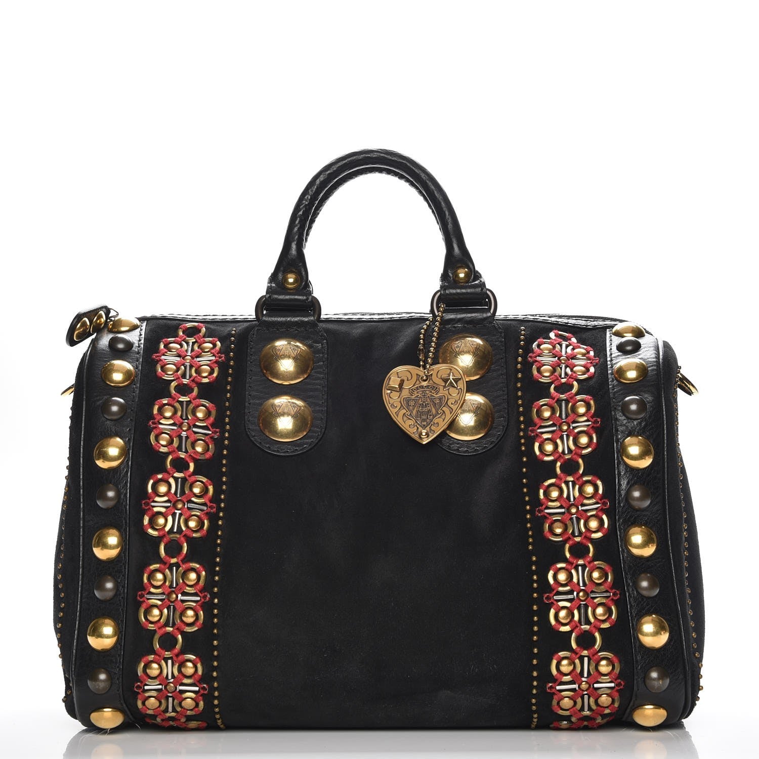 Gucci Suede Calfskin Large Babouska Studded Boston Black 1 of 10