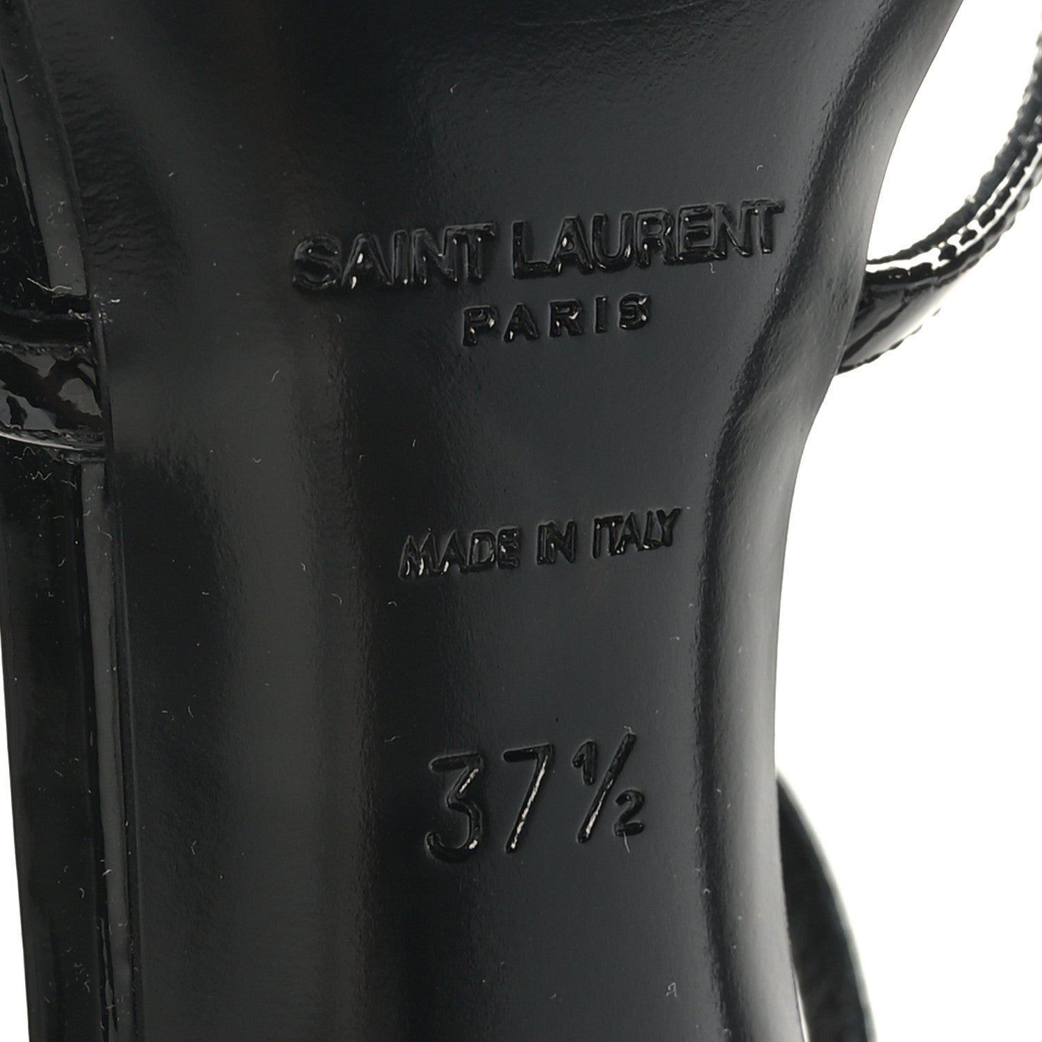 Saint Laurent Patent Cassandra 100 Sandals 37.5 Black 9 of 10