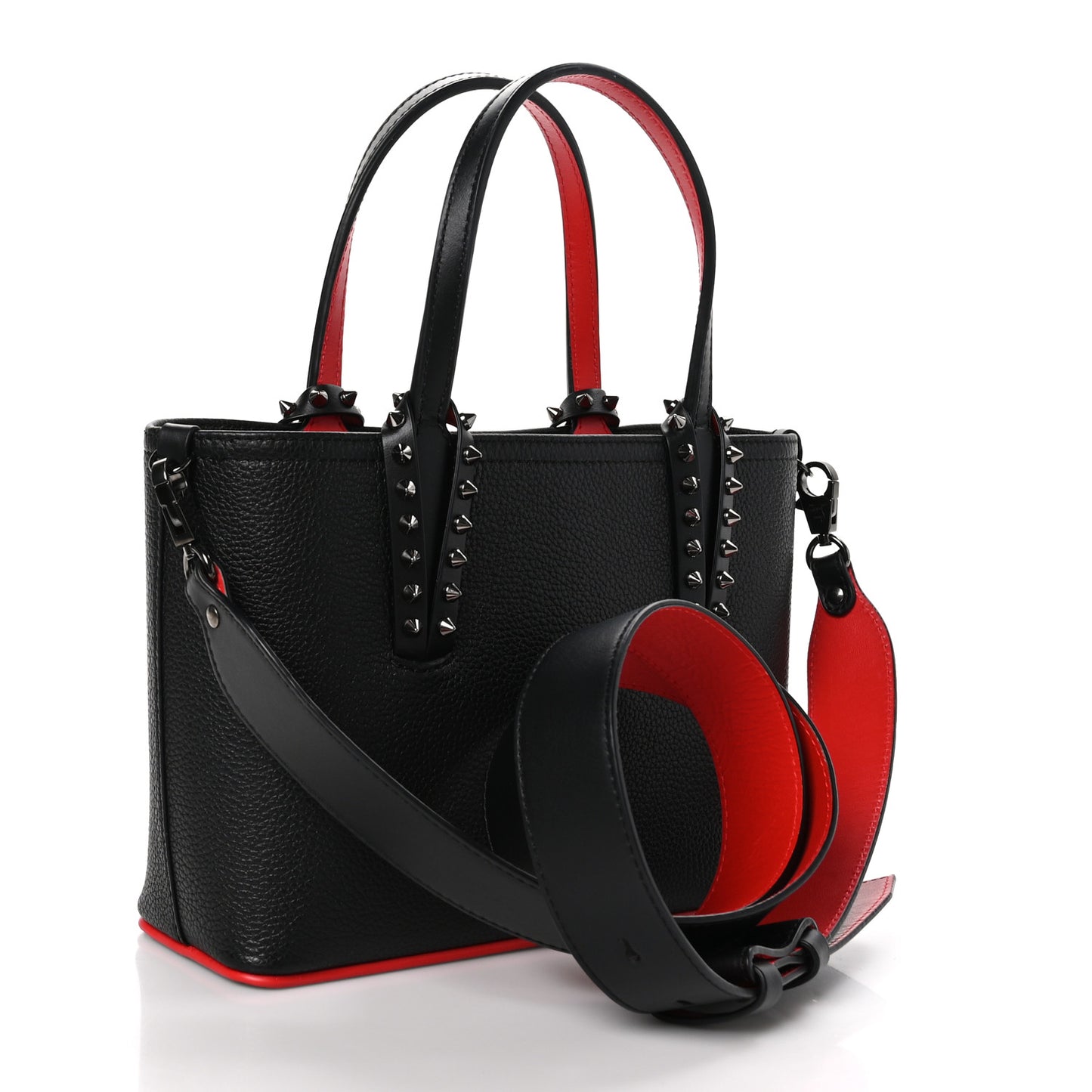 Calfskin Spikes Mini East West Cabata Tote Black