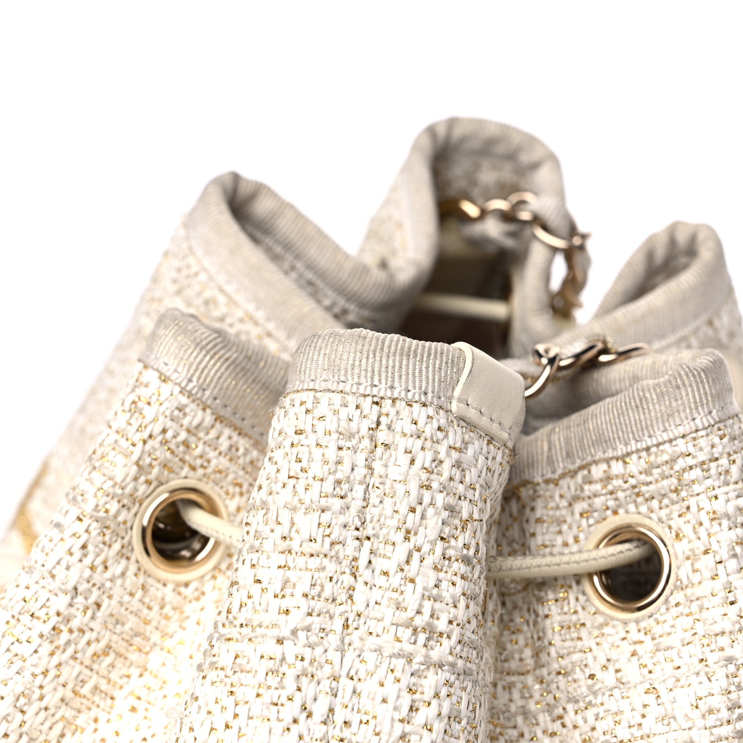 Chanel Lurex Boucle Deauville Drawstring Bucket Bag Ivory 12 of 12