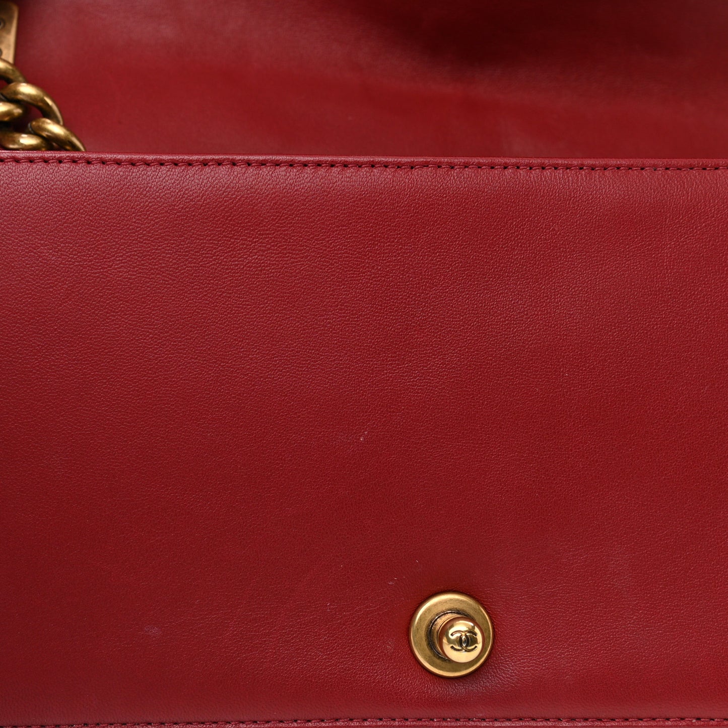 Calfskin Quilted Medium Boy Flap Red