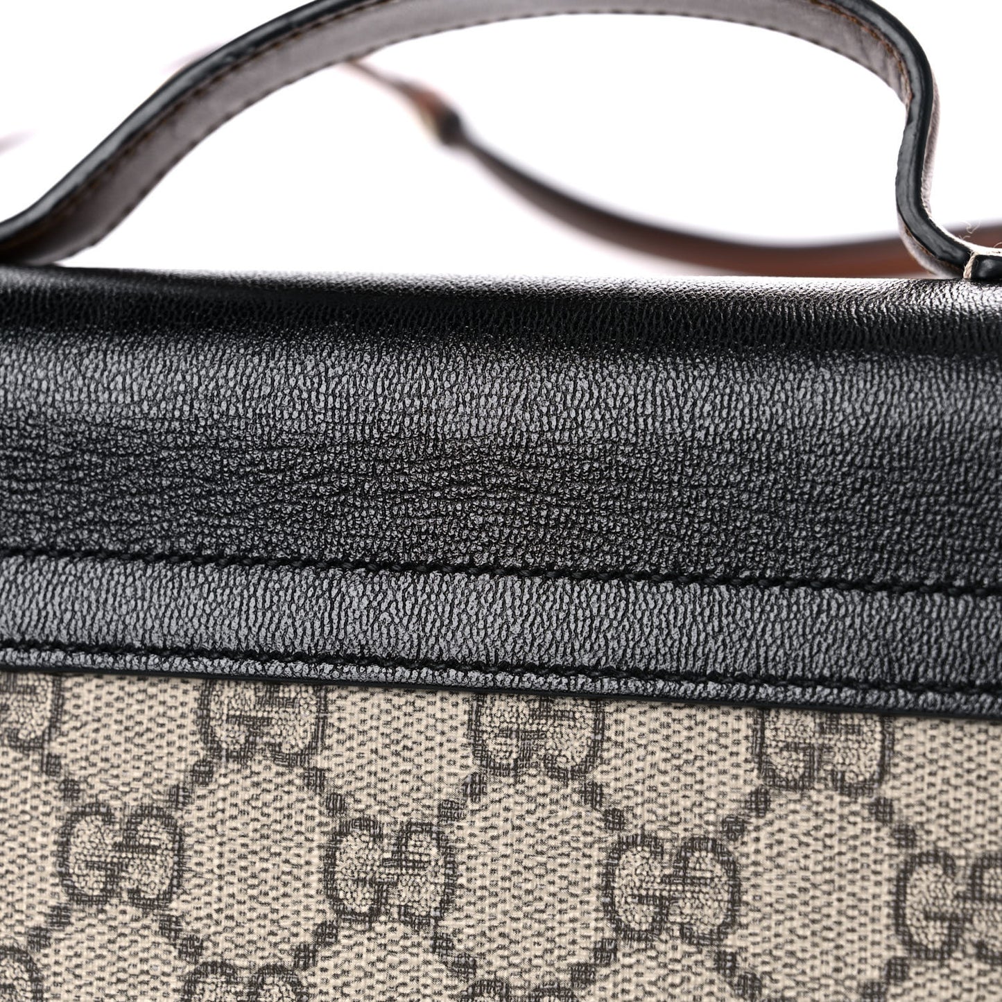 GG Supreme Monogram Calfskin Mini Padlock Top Handle Shoulder Bag Beige Black Cuir