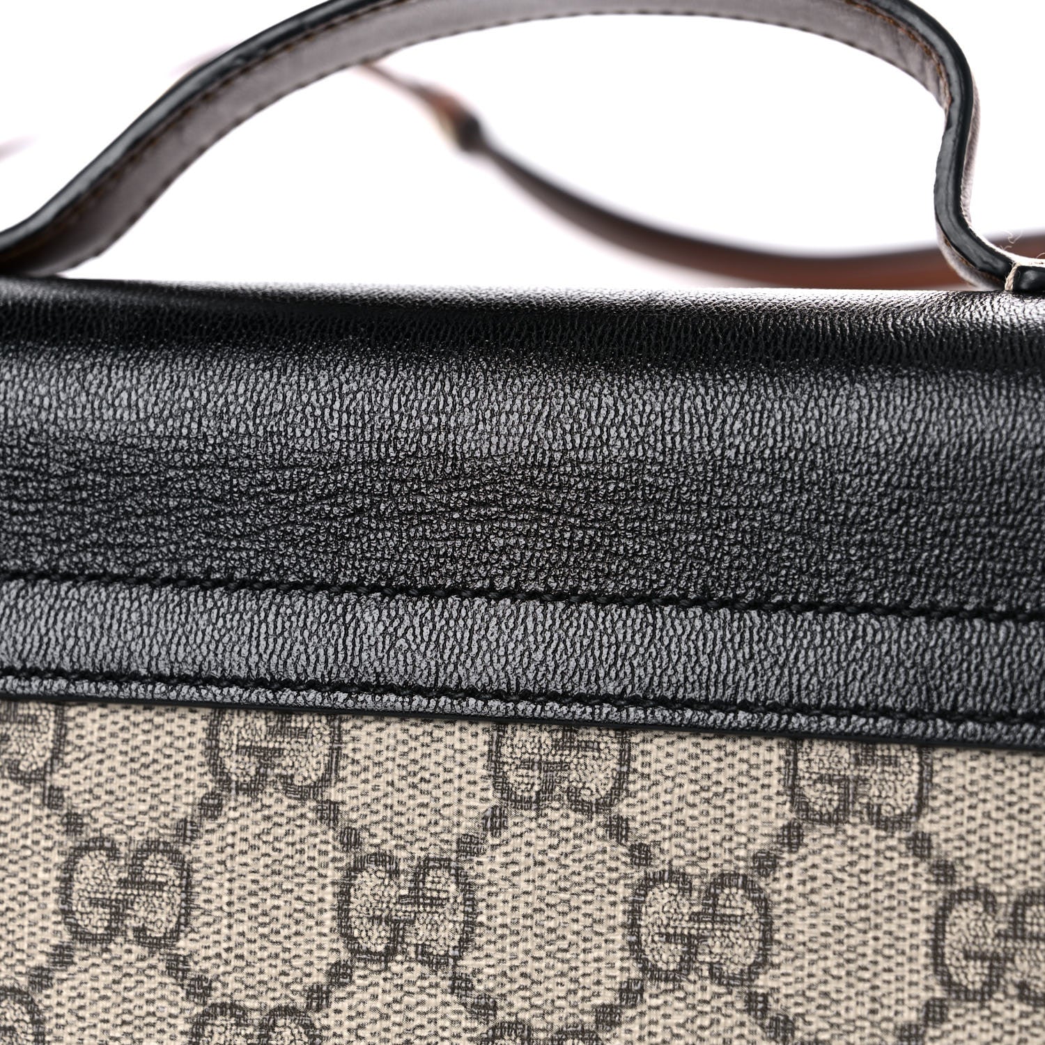 Gucci GG Supreme Monogram Calfskin Mini Padlock Top Handle Shoulder Bag Beige Black Cuir 13 of 16