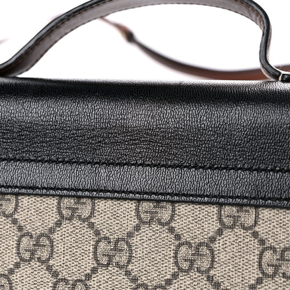 Gucci GG Supreme Monogram Calfskin Mini Padlock Top Handle Shoulder Bag Beige Black Cuir 13 of 16