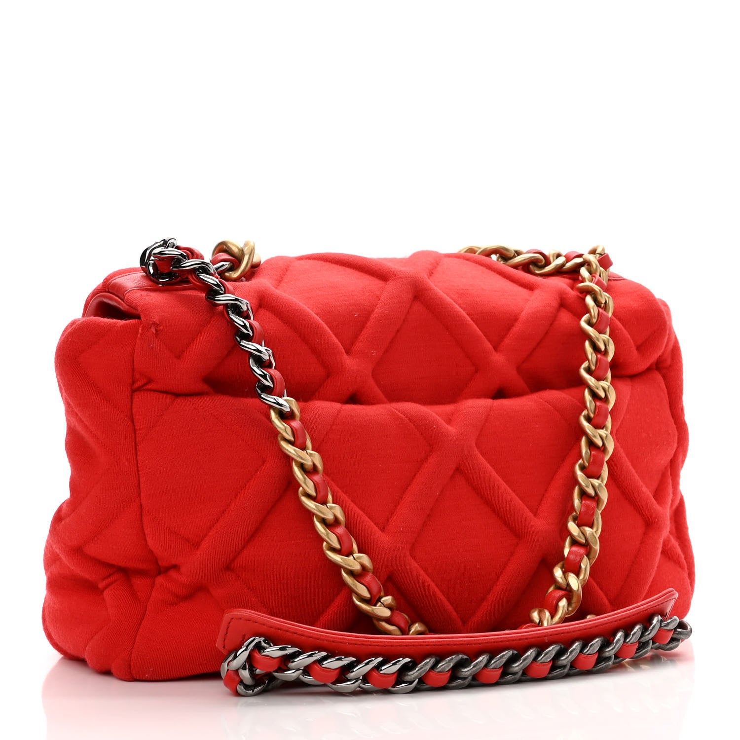 Chanel Jersey Lambskin Quilted Large Chanel 19 Flap Red 3 of 12