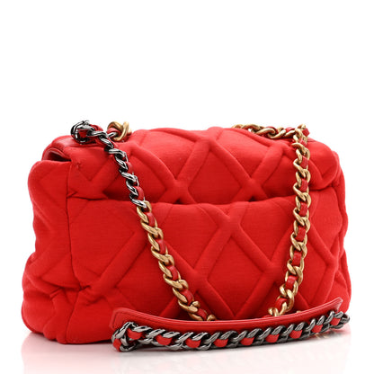 Chanel Jersey Lambskin Quilted Large Chanel 19 Flap Red 3 of 12